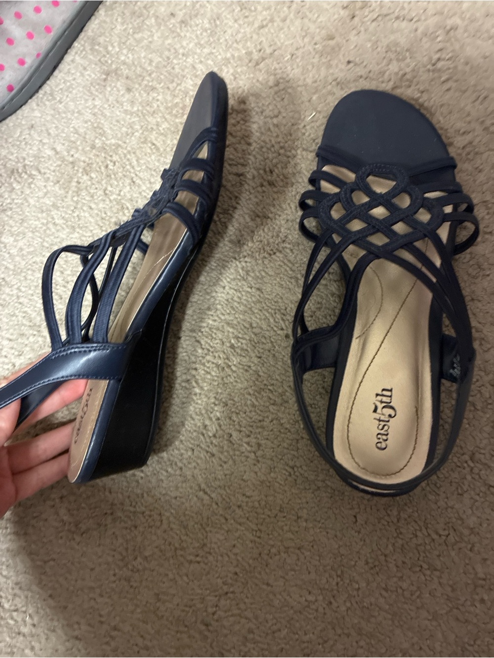 East 5th Navy Woven Strappy Slingback Sandals